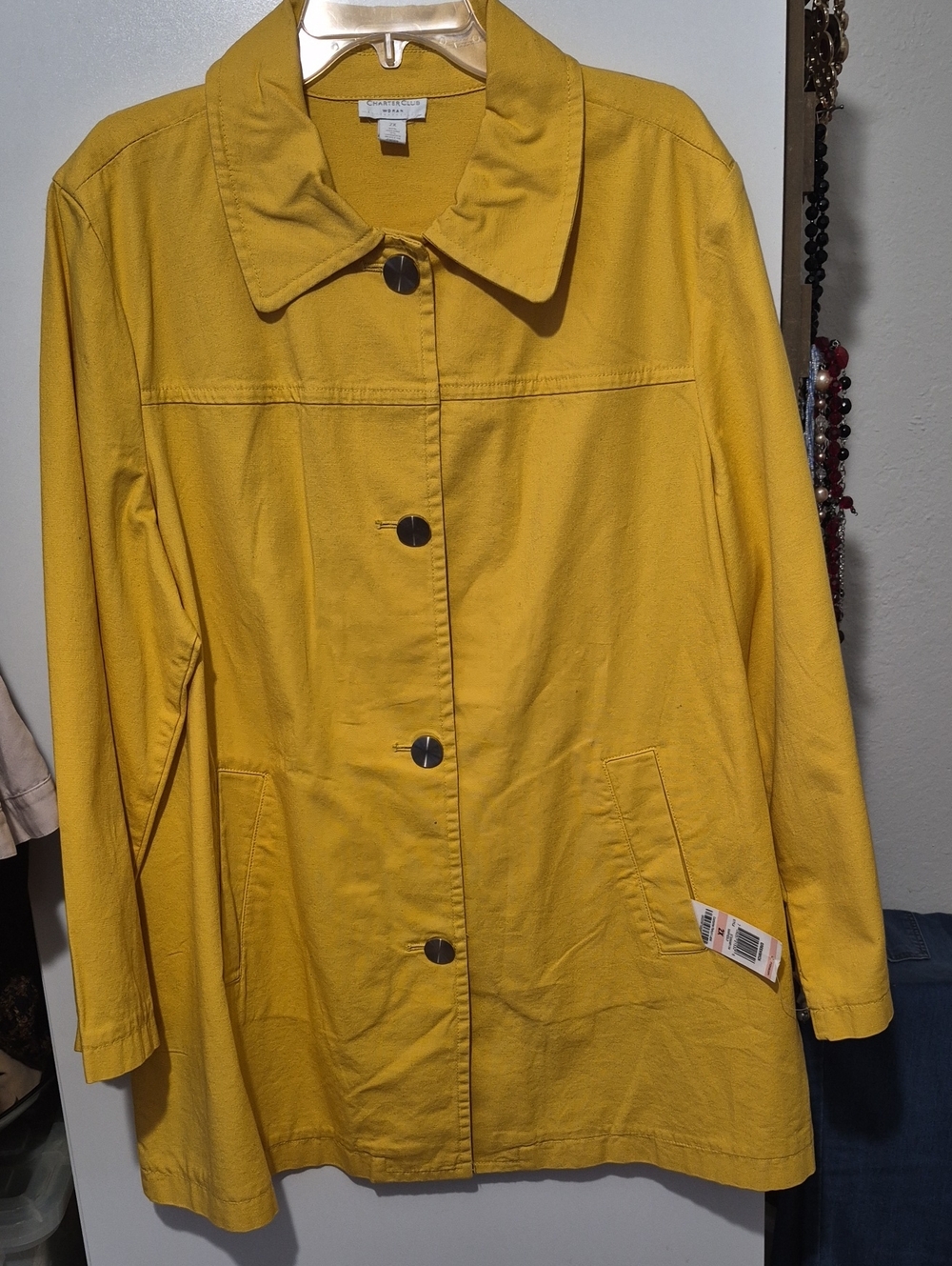Charter Club Mustard Yellow Button-Front Trench Coat